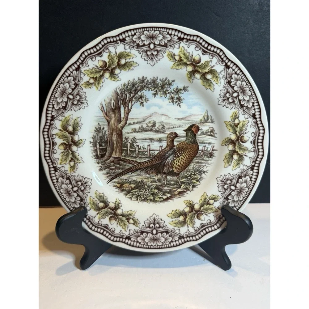 Victorian English Pottery Edward Challinor Pheasant Dinner Plate 9
